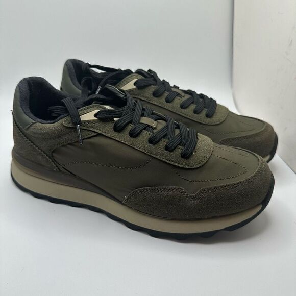 CUSHIONAIRE Women's lace up Nylon Sneaker +Comfort Foam 7 WIDE GREEN - Picture 1 of 7